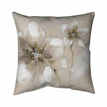 BEGIN HOME DECOR 20 x 20 in. Two Cream Flowers-Double Sided Print Indoor Pillow 5541-2020-FL30
